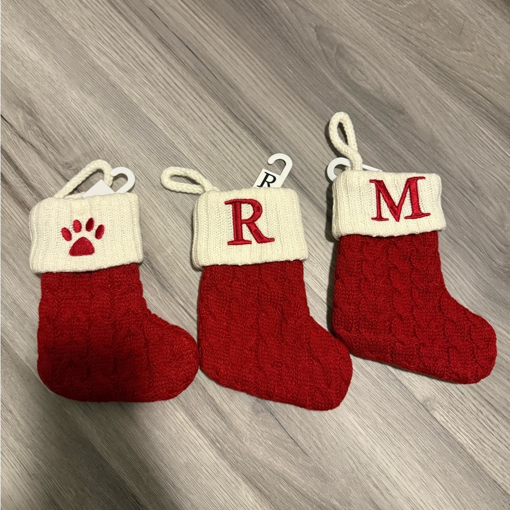 Red and Cream Knit Christmas Stockings